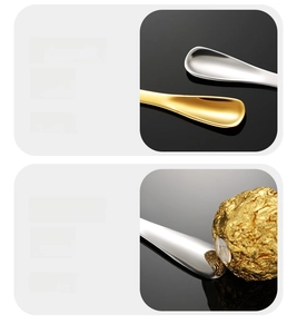 Macro view of mirror polished 304 stainless steel spoon with smooth round edges