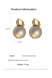 Spécifications détaillées de taille pour boucles d'oreilles perles et zircon en cuivre