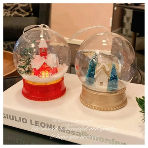 Micro landscape Christmas snow globe ornaments with mini trees and cozy houses