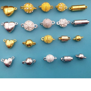 DIY jewelry magnetic clasps in heart and ball shapes with gold and silver finishes