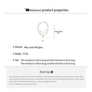 Detailed size and material diagram for double-layer crystal butterfly pendant necklace
