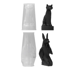 Silicone mold set for Ancient Egyptian Anubis and cat statues, DIY resin casting tools
