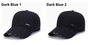 Seitenansicht der marineblauen Woll-Baseballkappe mit China-Stickerei und Sport-Logo