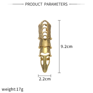 Detailed size parameters for the 9.2cm punk style golden multi-joint armor ring