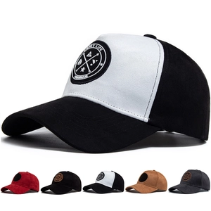 Berretto da Baseball in Camoscio Unisex Visiera Curva Regolabile Cappello da Sole Patchwork Tinta Unita Hip Hop Streetwear