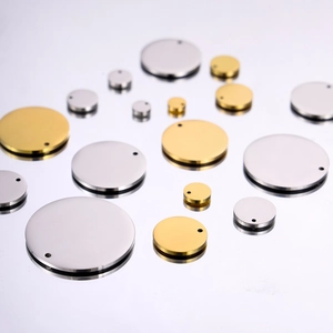 Polished stainless steel round pendant discs in gold and silver for DIY jewelry making