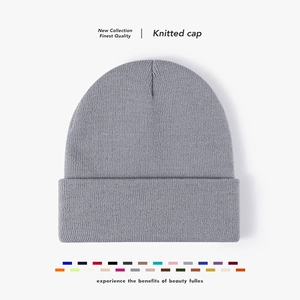 Winter Beanie Knitted Hat Warm Thick Acrylic Cuffed Ribbed Cap Unisex Outdoor Minimalist Solid Color Cold Weather Gear