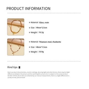 Detailed product specifications for vintage resin beads and titanium steel necklaces