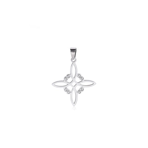 Macro shot of silver stainless steel witches' knot charm for DIY jewelry making