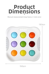 Detailed view of baby sensory toy featuring colorful silicone bubbles and embossed textures