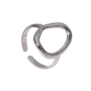 Minimalist silver geometric irregular stainless steel open ring for women