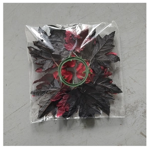 Detail of Halloween candle wreath with silk maple leaves and roses in protective packaging