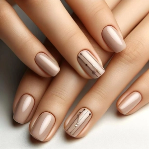 Press On Nails Kurz Quadratisch Maillard Braun Böhmisch Geometrisch Pfeil Feder Linie Glänzend Künstliche Nägel Damen Maniküre
