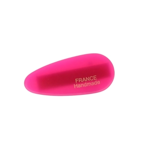 Barrette goutte en acrylique fuchsia élégante avec lettrage France Handmade doré