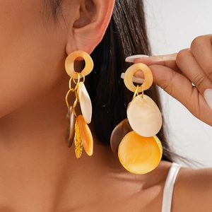 Geometric Multi Color Acrylic Resin Dangle Earrings With 925 Sterling Silver Earring Post For Women Vintage Bohemian