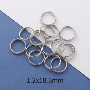 Polished silver stainless steel double loop keyrings 1.2x18.5mm for DIY jewelry making