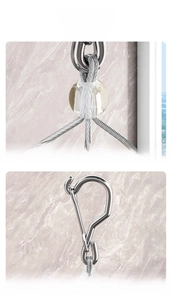 Close-up of 360-degree rotating hook and windproof clip on aluminum sock drying rack