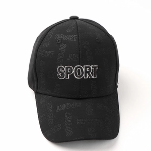 Black baseball cap with 3D Sport embroidery and embossed textures for outdoor sports