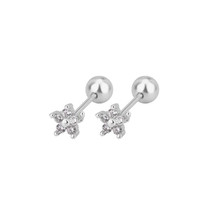 Boucles d'oreilles étoile en argent S925 avec zircons clairs et fermoir à vis sécurisé