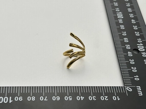 Detailed measurement of multi-layer spiral gold ring with ruler showing 25mm height
