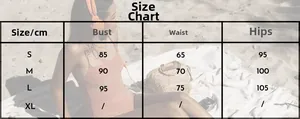 Size chart showing bust, waist, and hip measurements for orange striped beach dress