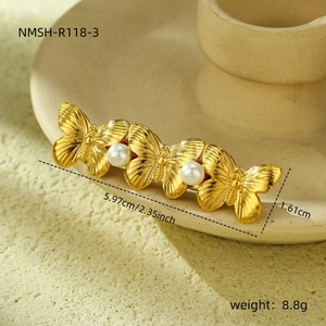 Detailansicht der Maße und des Gewichts der goldenen Schmetterling Perlen Haarklammer