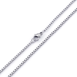 Minimalist silver stainless steel box chain necklace with a secure lobster clasp