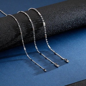 Collier Chaîne Cylindre À Billes En Acier Inoxydable Bijoux En Métal Poli Pour Hommes Femmes Accessoire Minimaliste