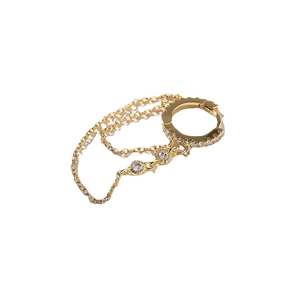 18K gold plated huggie earrings with pavé zircons and double dangling chain tassels