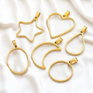 Golden stainless steel geometric jewelry frames for DIY earring and pendant making