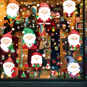 Stickers électrostatiques de Noël pour vitrine avec Père Noël, rennes et bonhommes de neige