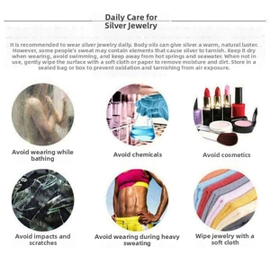 Guide showing 925 silver earring maintenance tips and care instructions for daily use