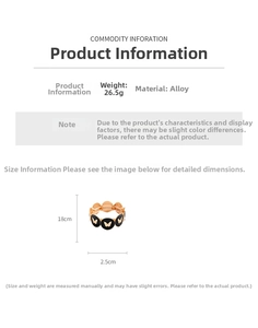 Detailed size specifications for vintage pearl bracelet in alloy with 18cm length and 2.5cm width
