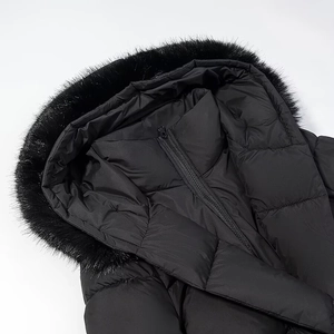 Damen Winter Steppjacke mit abnehmbarem Kunstfellkragen und Reißverschluss Verschluss