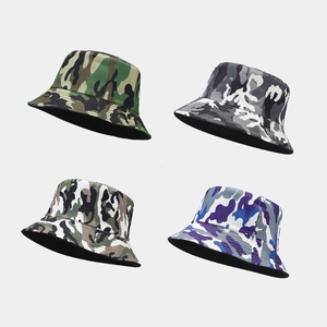 Bucket Hat Camouflage Pattern Polyester Reversible Sun Protection Outdoor Travel Casual Streetwear For Men Women