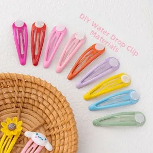 DIY colorful teardrop hair clips with sunflower and Cinnamoroll resin ornaments