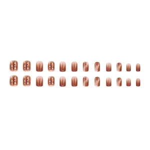 Short square amber gradient press-on nails with shell flakes and shimmer finish