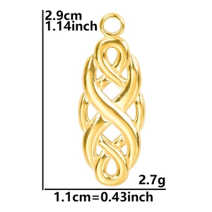18k gold plated stainless steel witch knot pendant with 2.9cm height and 1.1cm width