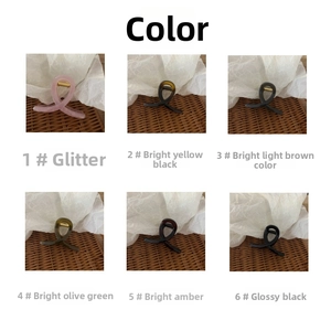 Detailed grid view showcasing six colors of minimalist resin shark hair claw clips