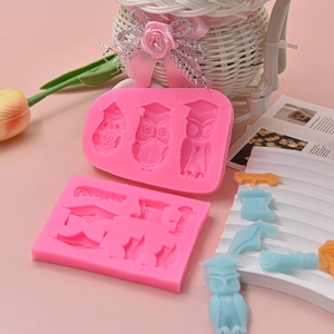 Pink graduation owl and diploma silicone fondant molds for cake decorating and chocolate baking