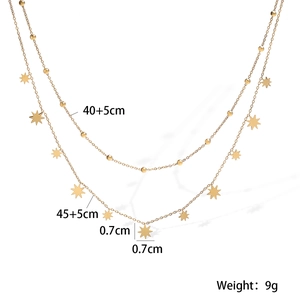 Double-layered 18K gold star pendant necklace with dimensions 40+5cm and 45+5cm length