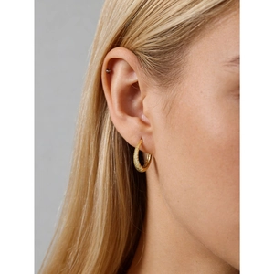 Elegant gold S925 sterling silver hoop earrings with a textured sand blast finish