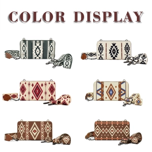 Color display of Bohemian canvas wristlet bags showing six ethnic pattern variants