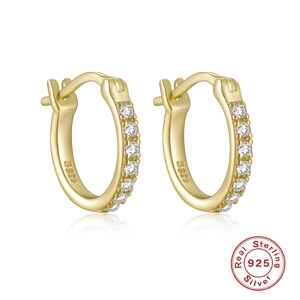 Huggie Hoop Earrings With 925 Sterling Silver Earring Post Zircon Inlaid Minimalist Jewelry For Women