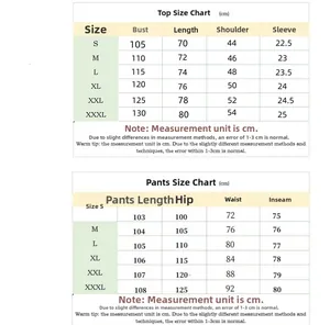 Tableau des tailles détaillé pour ensemble chemise manches courtes et pantalon long homme