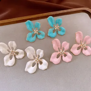 Blumen Ohrstecker Mit Silberohrstecker Legierung Emaille Zirkon Inlay Vintage Chic Floraler Schmuck Für Damen