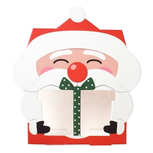 Boîte cadeau de Noël Père Noël avec fenêtre transparente et ruban festif rouge et blanc