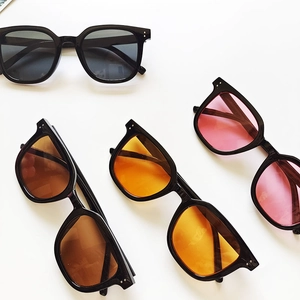 Retro rectangular sunglasses set with black frames and colorful tinted lenses