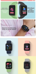 Smart watch display showing heart rate blood oxygen and diverse silicone strap colors