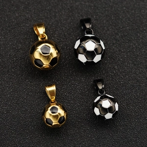 3D soccer ball pendants in gold and black or white finishes for sports jewelry